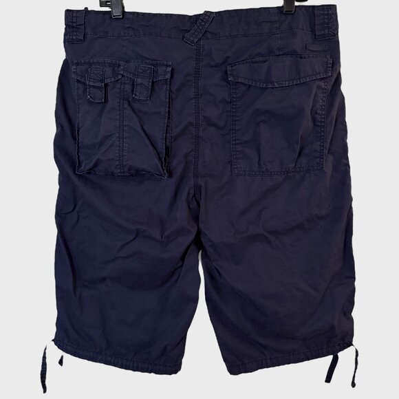 Y2K Sean John Classic Flight Cargo Shorts Blue Men's W34 Paratrooper Streetwear - Picture 4 of 9